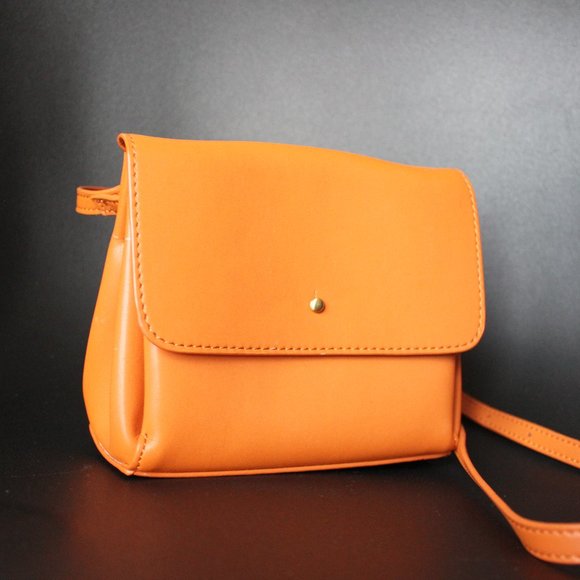 Samara Orange Crossbody Vegan Leather Bag - Picture 3 of 9